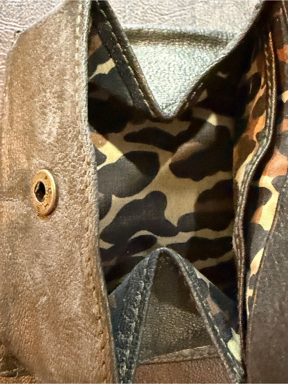 Vintage Betsey Johnson Studded Leather Trifold Wallet Olive Green